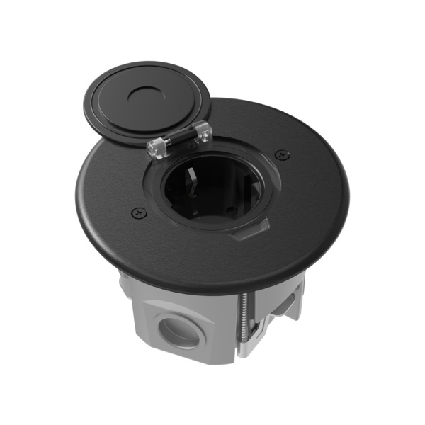 Лючок Surface 2 мод. (1 мод. 45х45 мм.), круглый, круглая крышка, антрацит, IP44, (с уст. набором)