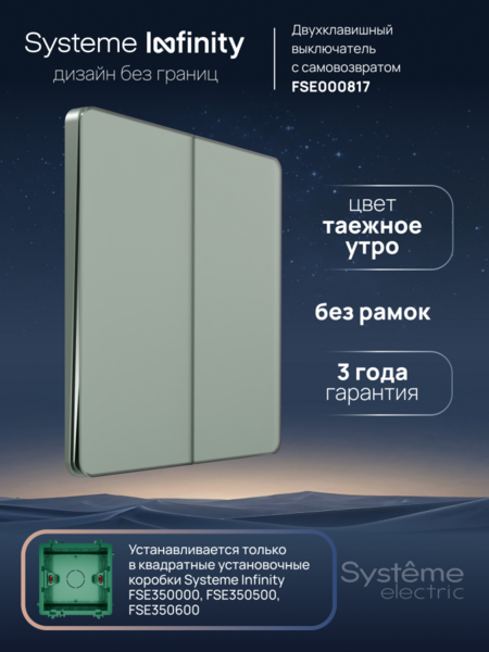 Systeme Electric Systeme Infinity Таежное утро Выключатель с самовозвратом 2-клавишный, 10А
