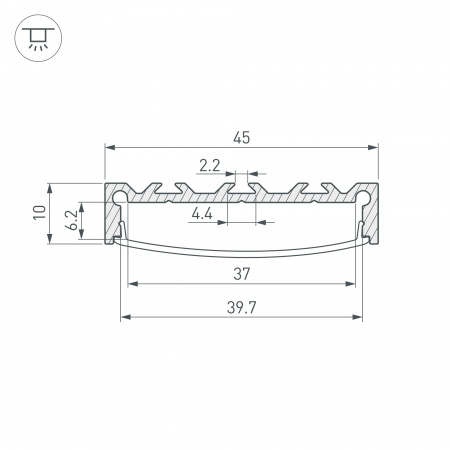 Arlight Профиль LINE-4510-2000 ANOD (Алюминий)