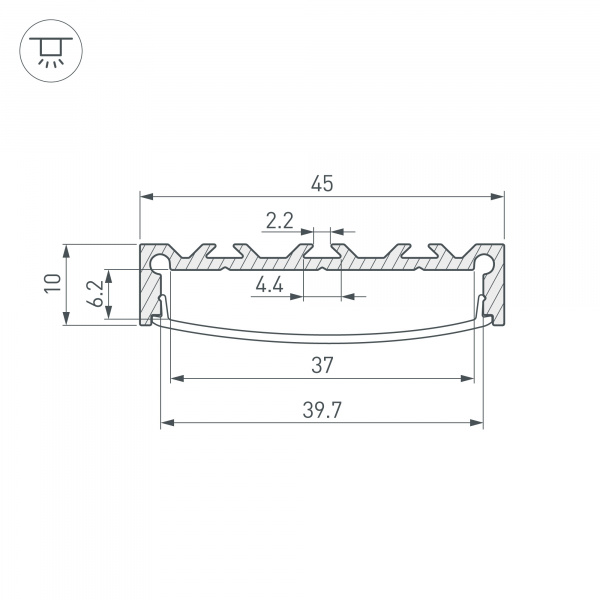 Arlight Профиль LINE-4510-2000 ANOD (Алюминий)