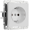 Розетка с заземлением и шторками (белый акрил) W1171141