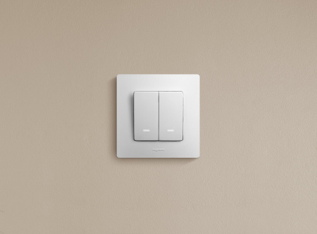 Legrand Etika Белый Выключатель 2-х клавишный с подсветкой, 10А, Винтовые клеммы