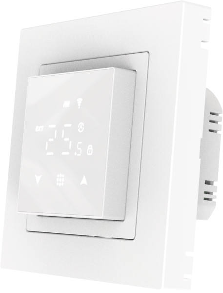 Donel Термостат с датчиком пола, программируемый с Wi-Fi , 16 A, 45*45 мм. белое стекло, серия DTEF