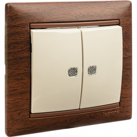 Legrand Valena Крем Выключатель 2-клавишный с подсветкой
