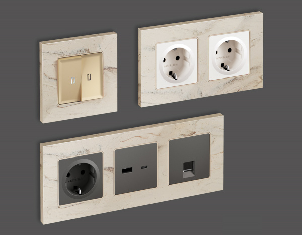 Рамка ALFA Grand (Серо-бежевый мрамор) 3-ая AF930603