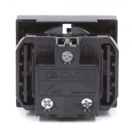 DKC Розетка силовая 2Р+Е, со шторками, «Viva», 2 мод., цвет черный
