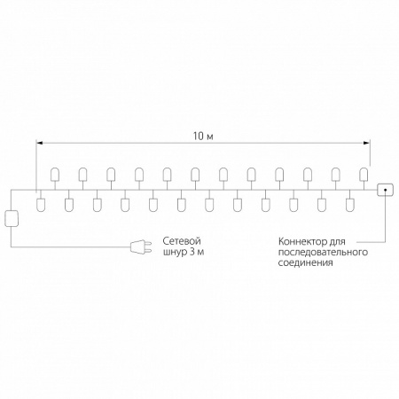 Гирлянда нить 10м IP65 400-101 белый Eurosvet 400-101