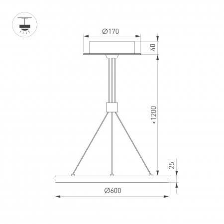 Светильник SP-CONGO-CAN-1-R600-36W Warm3000 (GD, 120 deg, 230V) (Arlight, IP20 Металл, 5 лет)