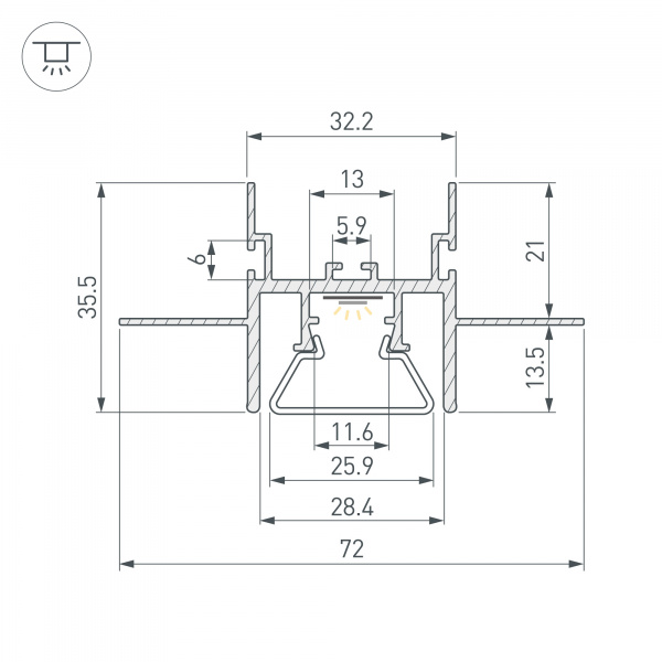 Arlight Профиль с экраном STRETCH-CEIL-CENTER-S-1000 (Алюминий)
