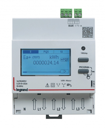 Legrand Трехфазный счётчик EMDX³ - 63 А - 4 модуля - выход RS 485