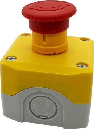 Systeme Electric Кнопочный пост SALK178, 1 отверстие, желтый с кнопкой аварийного останова