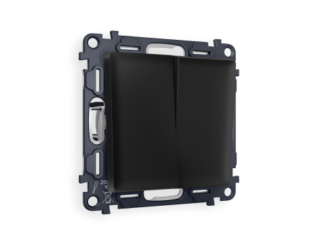 Комплект механизма 2-клавишного проходного выключателя ALFA MA803020 Черный матовый QUANT