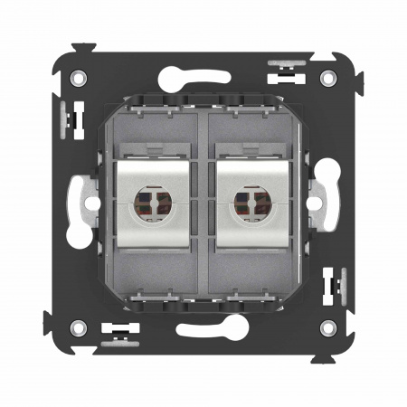 DKC Avanti Компьютерная розетка RJ-45 без шторки в стену, кат.6А двойная экранированная, Закаленная сталь