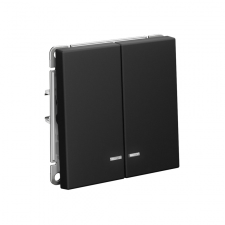 Systeme Electric ArtGallery Карбон Выключатель 2-клавишный с подсветкой, сх.5а, 10АХ, механизм, быстрозажим. клем.