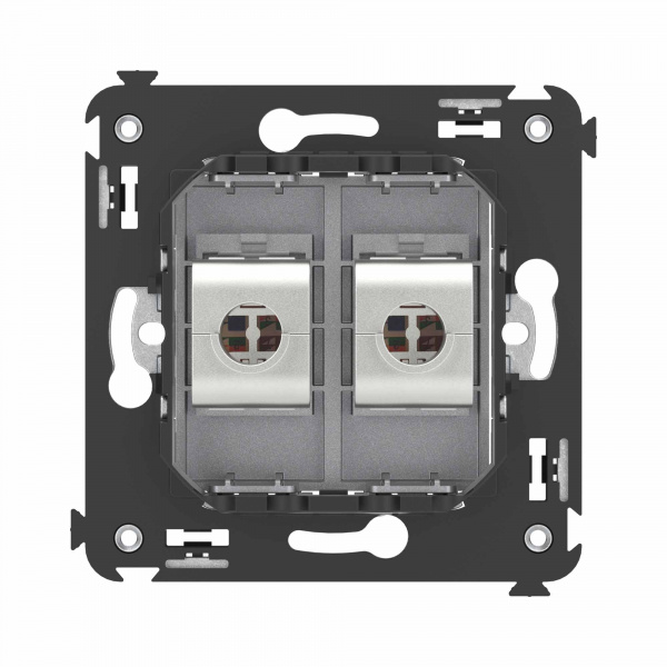 DKC Avanti Компьютерная розетка RJ-45 без шторки в стену, кат.6А двойная экранированная, Закаленная сталь