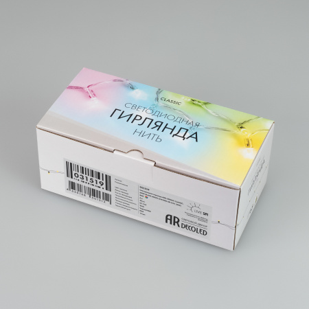 Arlight Светодиодная гирлянда ARD-STRING-CLASSIC-6000-BLACK-40LED-LIVE RGB-SPI (12V, 26W) (Ardecoled, IP65)