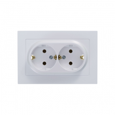 SE AtlasDesign Жемчуг Розетка с/з двойная, 16А, в сборе