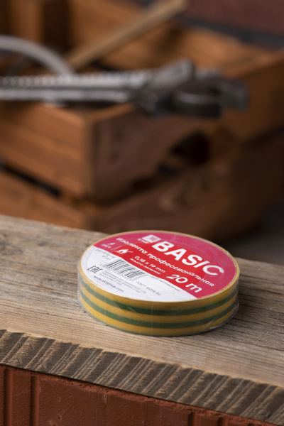 EKF Basic Изолента класс А (0,18х19мм) (20м.) желто-зеленая