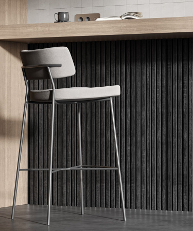 Акустическая панель, черный войлок, 600х600х19мм, рейки МДФ дуб графит Акустическая панель, черный войлок, 600х600х19мм, рейки МДФ дуб графит