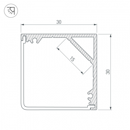 Arlight Профиль SL-KANT-H30-3000 ANOD (Алюминий)