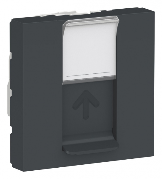 SE Unica Modular Антрацит Розетка компьютерная, RJ45, одиночная кат. 6 STP, 2 модуля