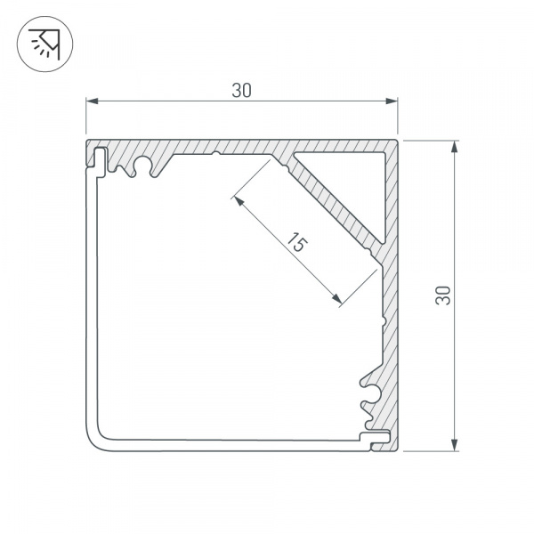 Arlight Профиль SL-KANT-H30-3000 ANOD (Алюминий)