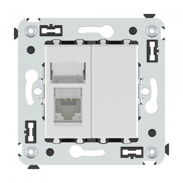 DKC Avanti Белое облако Компьютерная розетка RJ-45 в стену, кат.6 одинарная