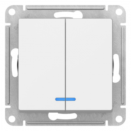 Systeme Electric AtlasDesign Лотос Выключатель 2-клавишный с подсветкой, сх.5а, 10АХ, механизм