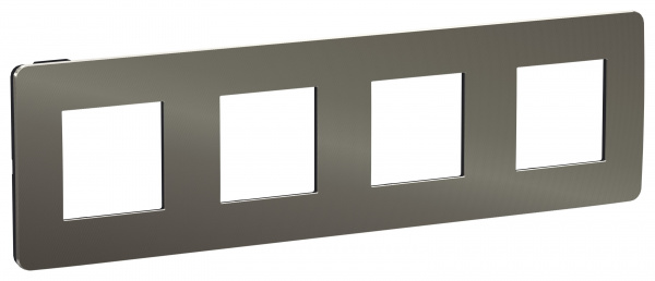 SE Unica Studio Никель/Антрацит Рамка 4-ная