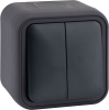 Donel Переключатель 2-клавишный накладной, цвет антрацит, IP55, серия W55, DIP20828