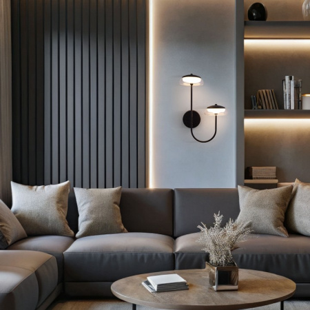 Настенный светодиодный светильник со стеклянными плафонами 50388/2 LED черный Eurosvet Fungo