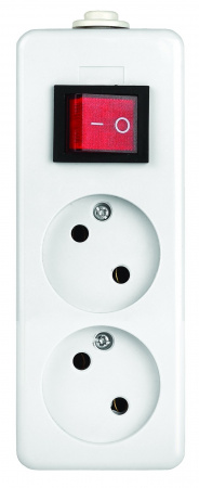 ЭРА K-2s Колодка 2гн, без зазeмления, с выключателем