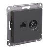 Systeme Electric AtlasDesign Базальт Розетка двойная ТВ + компьютерная RJ45, кат. 5Е