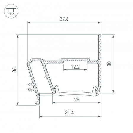 Arlight Профиль STRETCH-S-30-WALL-SIDE-2000 (STEP) (Алюминий)