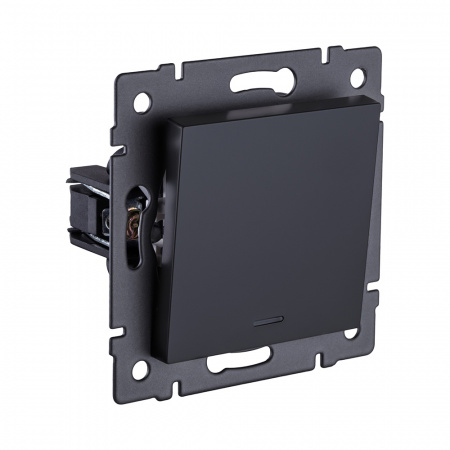 Выключатель 1-клавишный 10А/250В с LED подсветкой, черный матовый Kollinger REA-S-002BM для Aspekt, Eleganz, Reflex