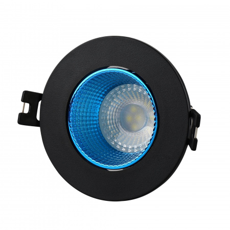 DK3061-BK+СY Встраиваемый светильник, IP 20, 10 Вт, GU5.3, LED, черный/голубой, пластик