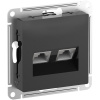 SE AtlasDesign Карбон Розетка двойная комп RJ45+RJ45, кат.6А, механизм