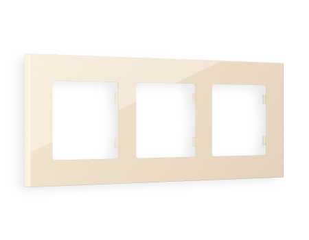 Рамка ALFA Qubi (Бежевый глянец) 3-ая AF250303