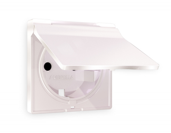 Лицевая панель ALFA (Жемчуг) для электрической розетки с заземлением со шторками и крышкой IP44 QUANT AP2080