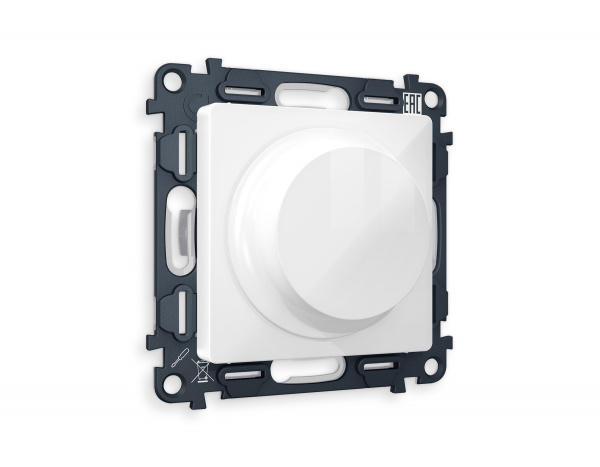 Комплект механизма светорегулятора универсального поворотно-нажимного ALFA MA105510 Белый глянец 25-600W/LED 5-300W QUANT