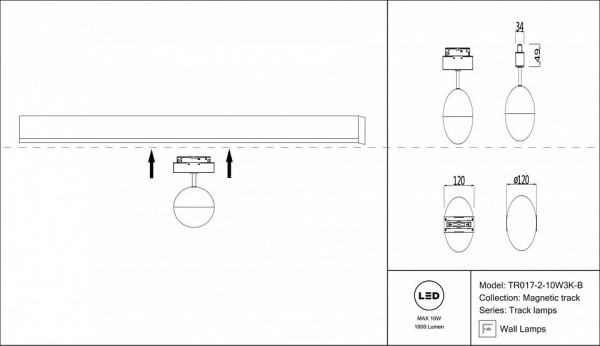 Трековый светильник TR017-2-10W3K-B Maytoni Kiat