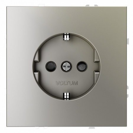 Розетка встраиваемая VOLTUM S70 с заземлением и защитными шторками, 16А, (шелк)