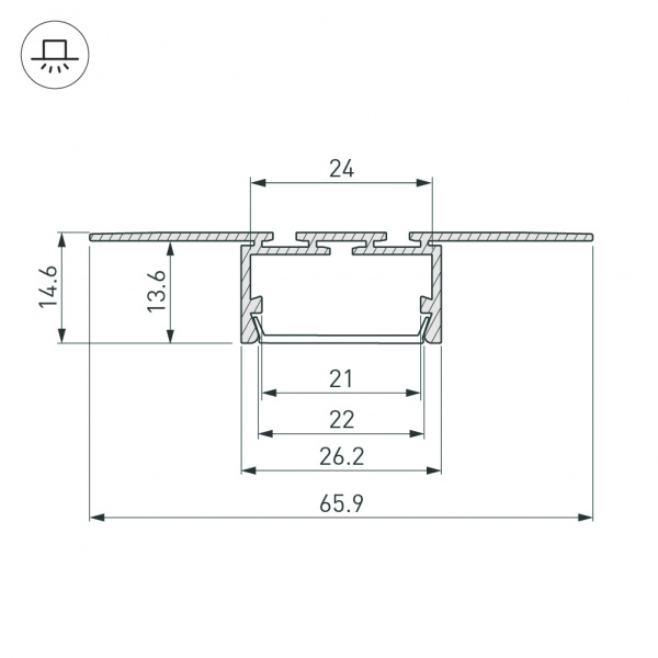 Профиль Arlight PLS-LOCK-H15-T-HIDE-2000 (ARL, Алюминий) 033688