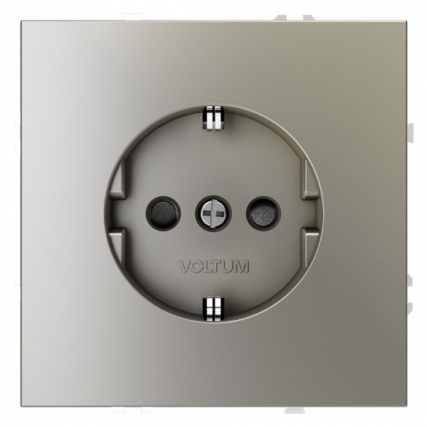Розетка встраиваемая VOLTUM S70 с заземлением и защитными шторками, 16А, (шелк)