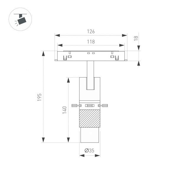 Светильник MAG-ORIENT-SPOT-CROP-ZOOM-TC-R35-6W Warm3000 (BK, 19-29 deg, 48V) (Arlight, IP20 Металл, 3 года)