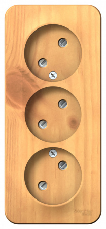 SE Blanca наруж Ясень Розетка 3-ая б/з со шторками 16А, 250В, изолир. пластина