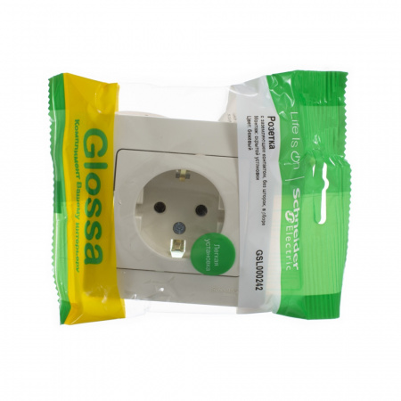 SE Glossa Беж Розетка с/з (в сборе с рамкой)