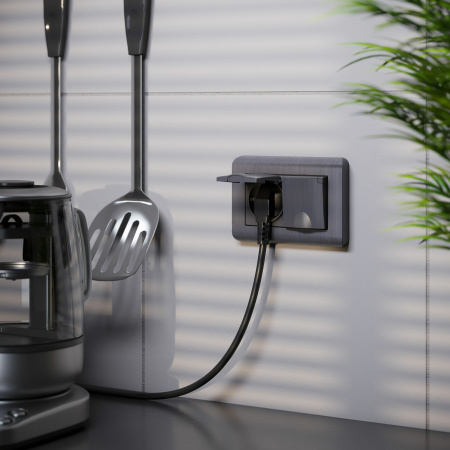 Рамка из поликарбоната для двойной розетки Stream графит W0082104