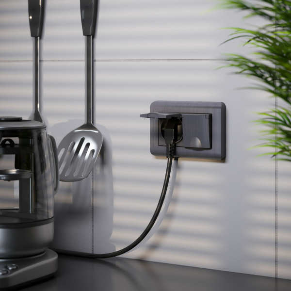 Рамка из поликарбоната для двойной розетки Stream графит W0082104