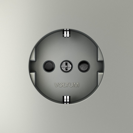 Розетка встраиваемая VOLTUM S70 с заземлением и защитными шторками, 16А, (сталь)